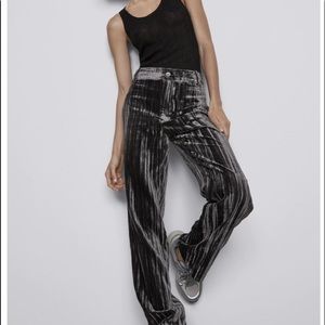 Zara Gray Velvet Pants